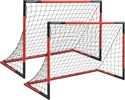 KAIHAOWIN 6'x4' Set of 2 Soccer Goal, Steel Frame Goal,Heavy Duty Metal Soccer Goals
