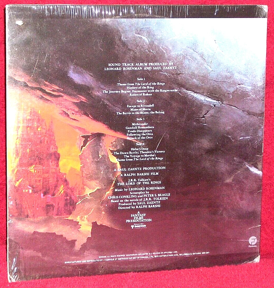 OST 2 LP SEALED THE LORD OF THE RINGS LEONARD ROSENMAN 1978 FANTASY ORIG PRESS - Image 2 of 2