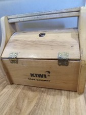 Vintage Wooden Box Kiwi Shoeshine Kit With Kiwi  Justin Boot Polishes  Brushes