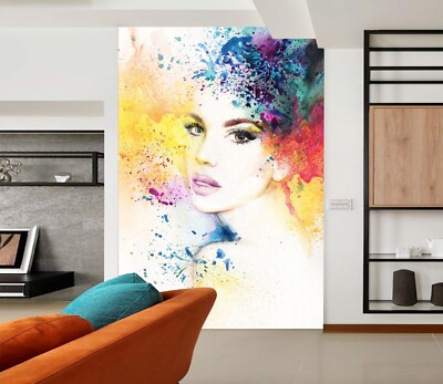 3D Watercolor Girl G18205 Wallpaper Wall Murals Removable Self-adhesive Honey