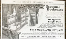 C.K.LUNDSTROM Solid Oak Sectional Bookcase Little Falls,NY Antique 1907 Print Ad