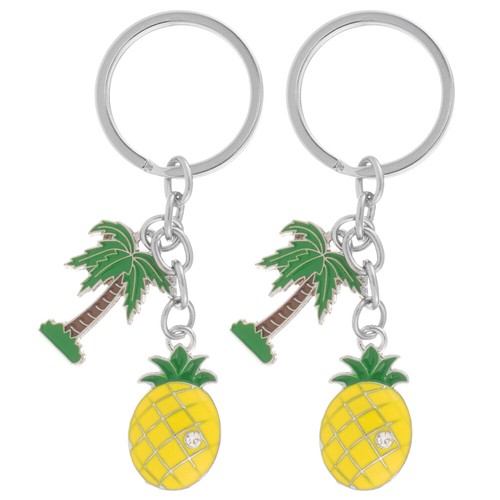 2 Pcs Kokosnussbaumschlüsselkette Reisen Fräulein Ananas -Schlüsselbund