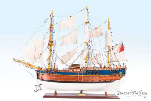 Seacraft Gallery HMB ENDEAVOUR Painted Wooden Model Ship Boat 95cm Handmade Gift - Zdjęcie 1 z 10