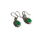 Halo Green Jade Dangle Earrings 18K White Gold Plated with Zircon,Pear Cut,Cute! — photo 9