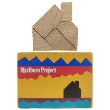 Marlboro Project Tangram Spiel Holz Haus Gelb Vintage Zigaretten Werbung - RAR