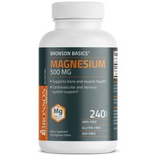 Bronson Magnesium 500 MG Non-GMO GLUTEN FREE, 240 Tablets