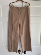 St. John Sport Khaki Stretch Cotton Twill Wide Leg Pants Sz 10