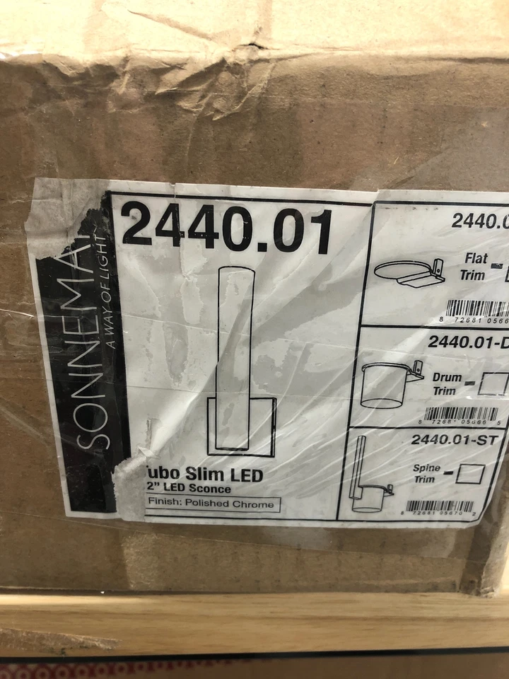 Aplique de baño Sonneman Tubo Slim 12" LED con borde plano - Cromo pulido Foto 3 de 3