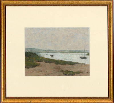 Rosemary Carruthers - Gerahmte Gouache Des 20. Jahrhunderts, Boote An Der Flu...