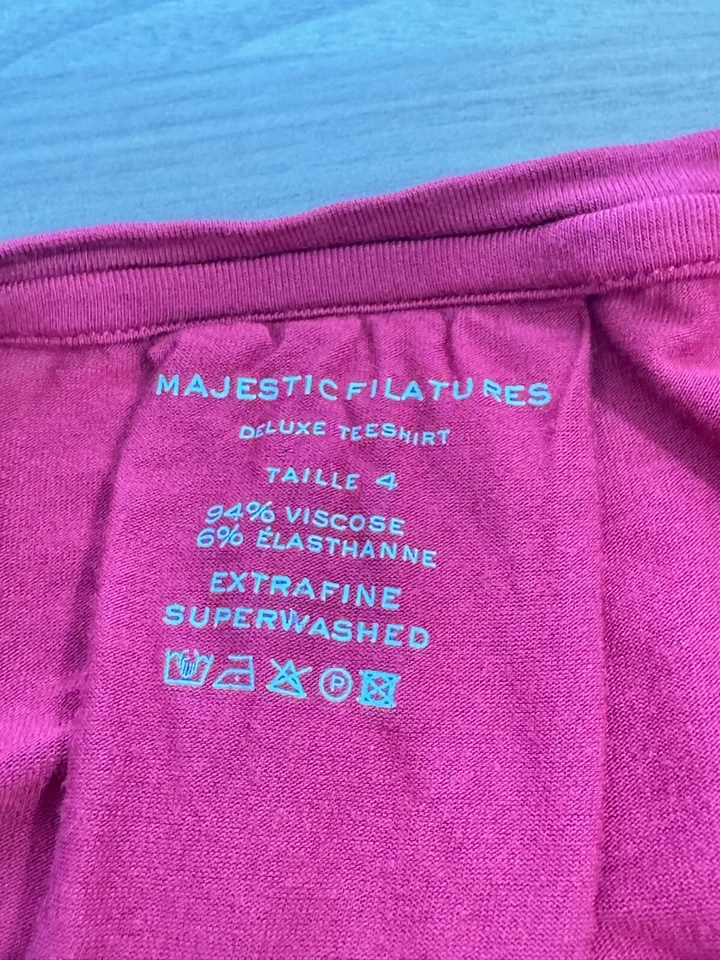 Camiseta Majestic Filatures Mujer Roja Extrafina Superlavada Suave De Lujo Talla 4/L Foto 4 de 4