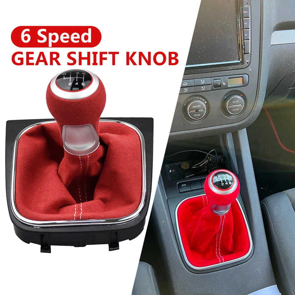 For 2004 2006-2009 Volkswagen Golf 6 Speed Gear Shift Knob Suede Cover - Imagem 3 de 4