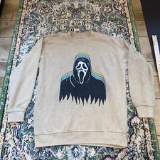 NEW GhostFace Ghost Face Halloween Front Graphic Beige Sweatshirt - Men's Med
