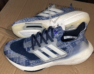 Adidas Ultraboost 21 Primeblue Sashiko Running Shoes Blue/White FX7729 Sz  W