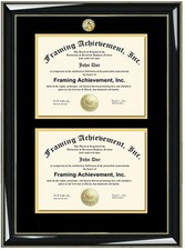 Dual Graduation Diploma Frame Two Degree College Major Medallion Document Holder