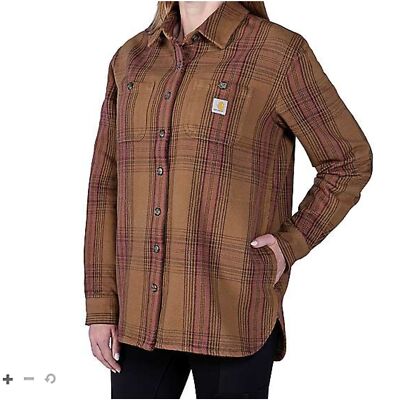 Carhartt Work Shirt Jacket Women's Twill Loose Fit Plaid