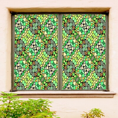 3D Grüner Block C334 Fenster Film Drucken Aufkleber Haftendes Buntglas UV Sinsin