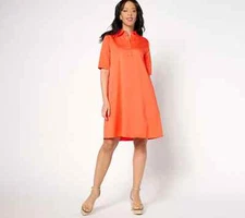 Attitudes by Renee A-Line Shift Dress w/ Pockets-Blood Orange-Small A640672 NEW