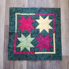 Vintage QUILTED BY TRAUDEL Square Christmas Quilt Wall Hanging Art