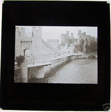 Glass Magic Lantern Slide CONWY CASTLE C1900 WALES