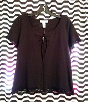 $98 Real Clothes Saks Fifth Avenue Black Crochet Top Shirt Fits S-m $98 Real Clothes Saks Fifth Avenue Black Crochet Top Shirt Fits S-m