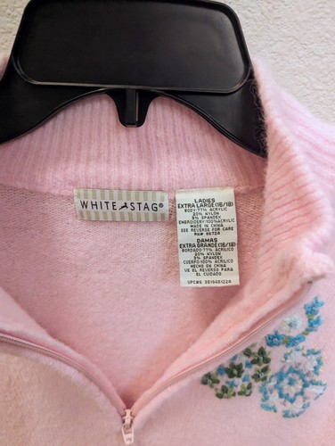 Vintage Y2K soft whimsical cottage Core Pink Embroidered Sweater Xl - Picture 4 of 6