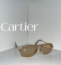 Cartier Aviator Sunglasses 140 59/14 Light Brown Lens Gold Frame Rare