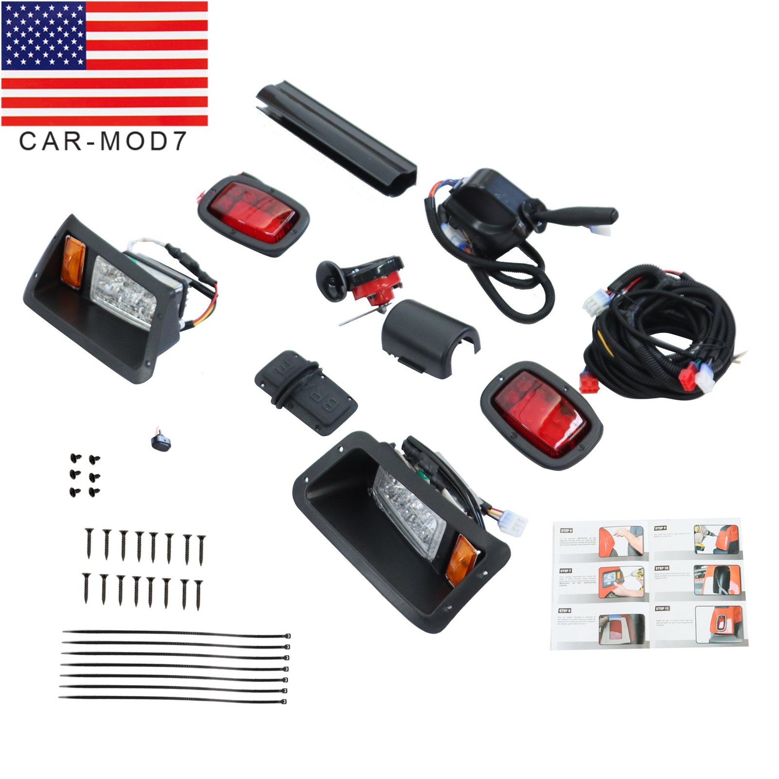 For Yamaha G14 G16 G19 G22 (12V) Golf Cart LED Headlight Taillight Light Kit