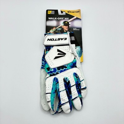Easton Men Walk Off NX Baseball Softball Size XL Batting Gloves White Blue Black