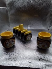 Marmite Egg Cups with Toast Rack Set Ceramic Collectible - Z#4456
