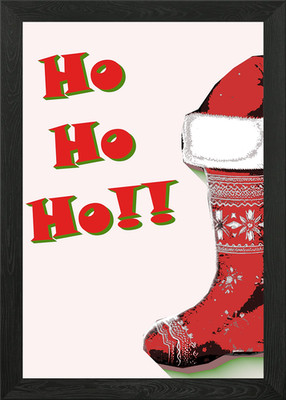 Ho Ho Ho! Weihnachtsstrumpf gerahmt Wandbild Poster Leinwanddruck Bild
