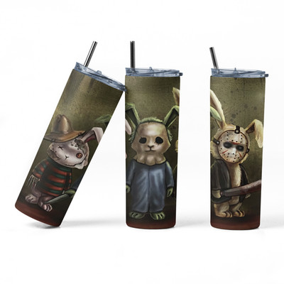 Niedlicher Horror Hase Killer Becher gruselig Halloween Film Geschenk gruselig Tasse 20oz Haut
