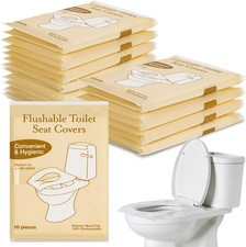 Disposable Flushable Toilet Seat Covers - 10 Pack Individually Wrapped Portable