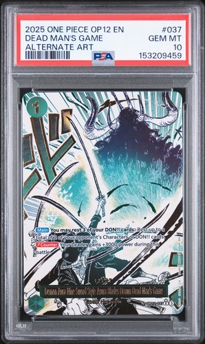 2025 ONE PIECE OP12-LEGACY OF THE MASTER ALT ART #037 DEAD MAN'S GAME PSA 10