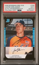 2006 Bowman Originals Buy Back - Justin Verlander Auto RC #129 /233 PSA AUTO 