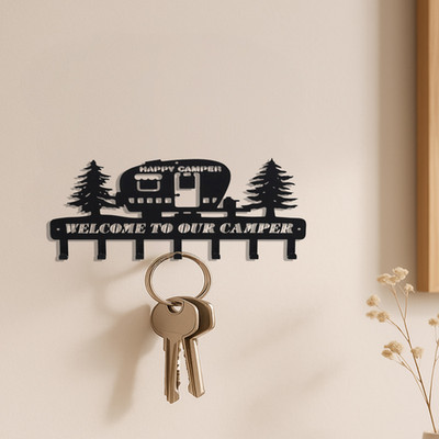 Camper RV Metal Key Hook Rack 7-Hook Camping Trailer Wall Organizer Home Decor