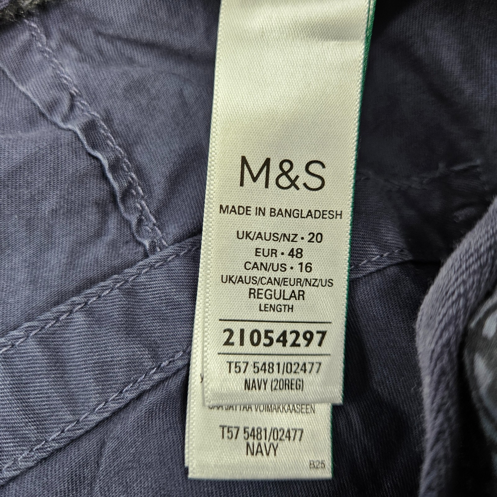 M&S Navy Cargo Cropped Trousers UK 20 Regular Utility Lyocell Cotton image 4