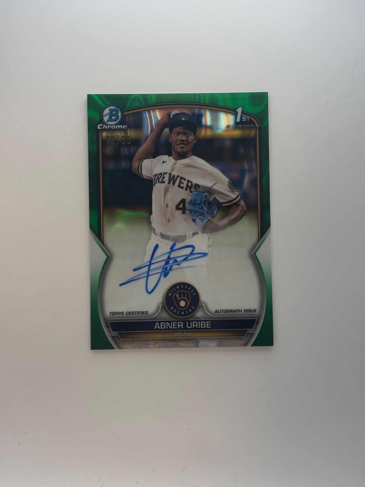 2023 Bowman Chrome - Prospect Autographs Abner Uribe #CPA-AU Green Lava /99