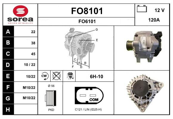 Alternateur SNRA FO8101 pour réparer le système de charge FORD FIESTA VI