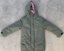 ROXY Girls Hooded Olive Green Zip Parka Jacket Green Floral Lined M 10/12 Ski