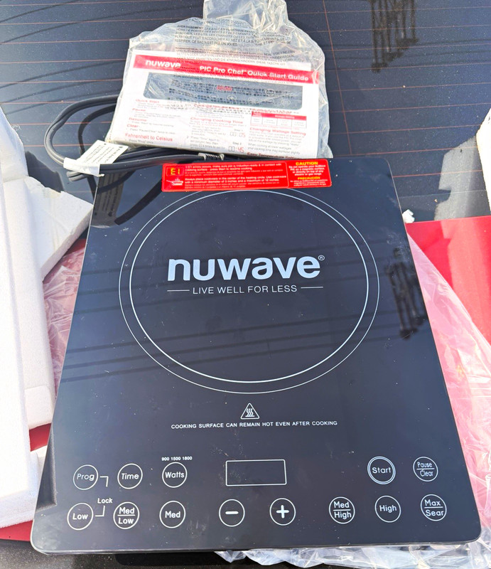 NuWave PIC Pro Chef 1800W 120V Single Burner Induction Cooktop, Black Glass