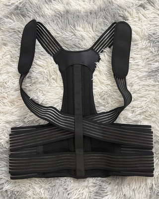 Adjustable Black Posture Corrector, Back & Shoulder Support, Size L.