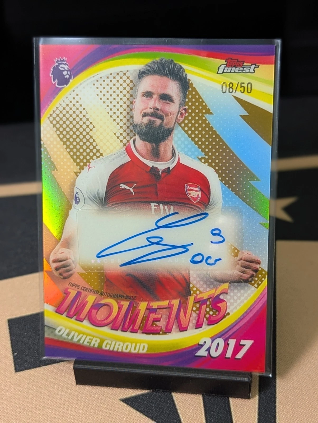 Olivier Giroud 2026 Topps Finest EPL Finest Moments Auto Gold 08/50 Arsenal