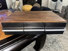 36 Capacity Faux Wood Grain Cassette Tape Storage Drawer Holder Case Vintage