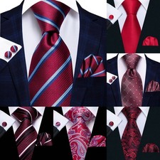Men Tie 3 Pieces Necktie Pocket Square Cufflinks Multicol Wedding Party