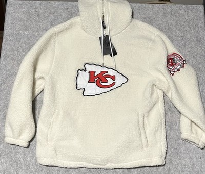 NFL Team Apparel NFL Kansas City Chiefs White Sherpa Lounger Jacket Womens L