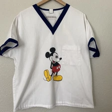 Disney 75 Years Of Fun Mickey Mouse Scrub Top *Rare* Size M