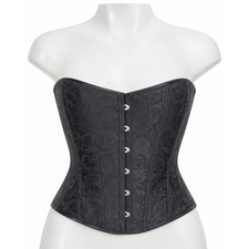 Black Brocade Corset Bustier Lace Up Goth Festival Steampunk Witchy Womens 2XL
