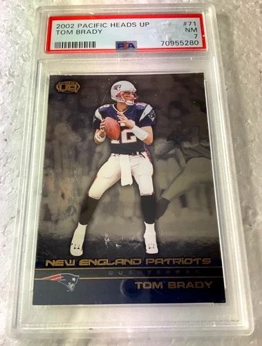 2002 TOM BRADY FOOTBALL CARD #71 PSA 7 PACIFIC HEADS UP #2