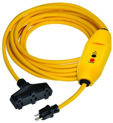 Manufacturing 30438303-01 Auto-Reset 15 AMP Inline GFCI Triple Tap Cord, 50 F...
