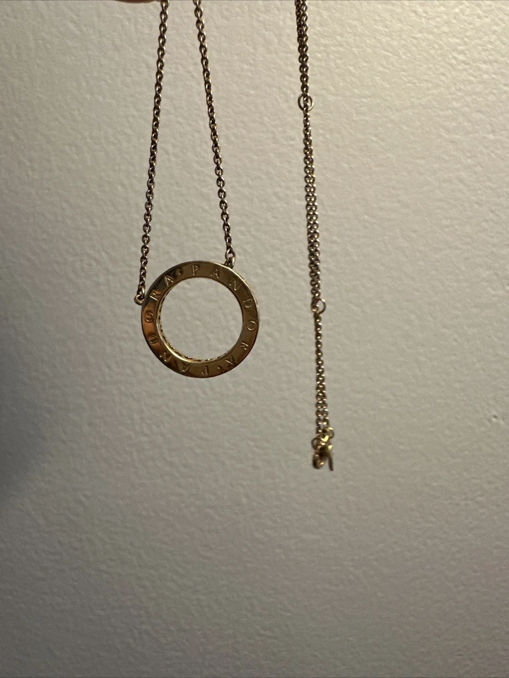 ✨ Collar Pandora Círculo de Brillo 💖 Corazones Circonita cúbica Oro Rosa 💎 PVP $249 Foto 4 de 4